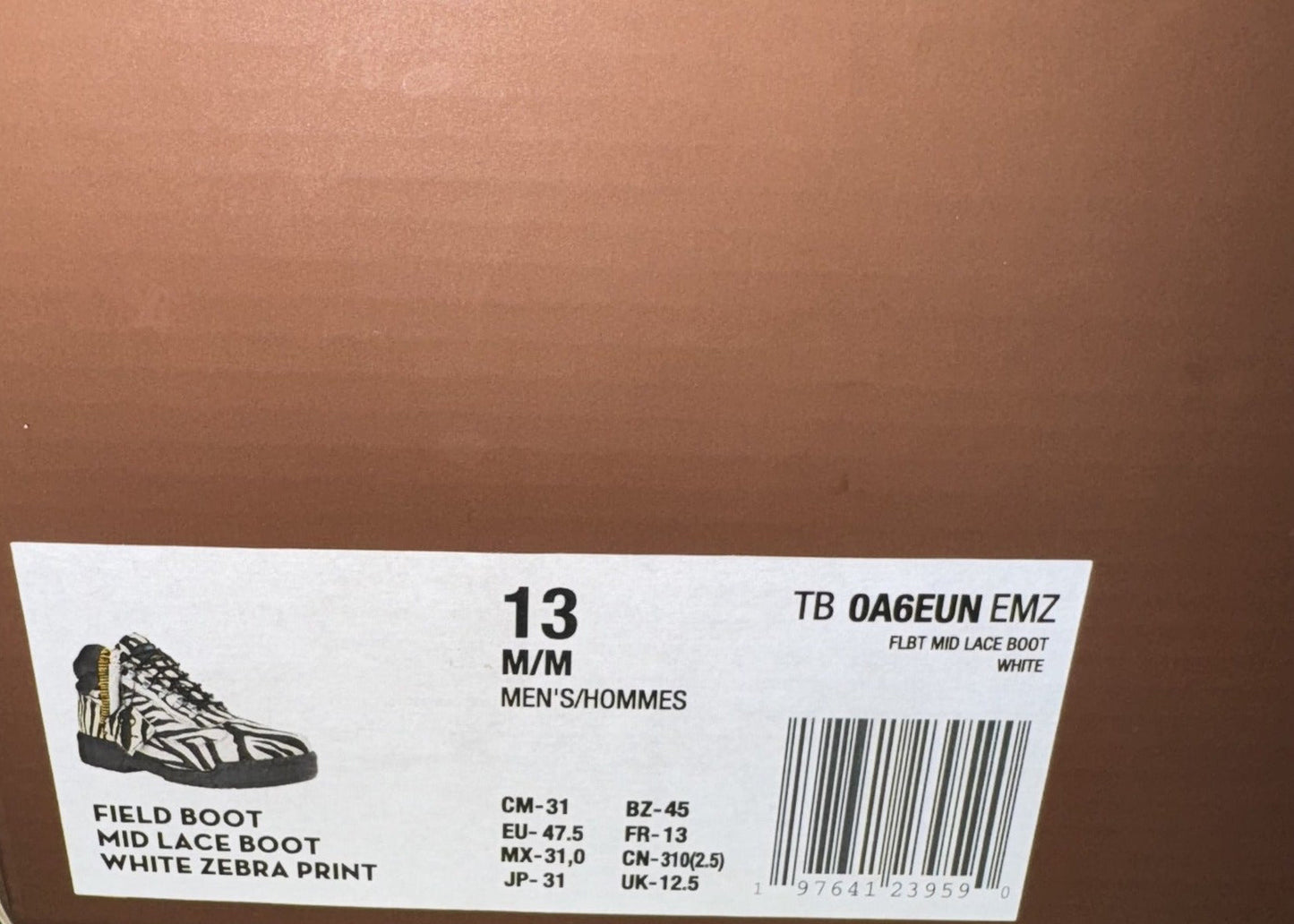 Timberland x Supreme Field Boot Mid Lace Up Zebra