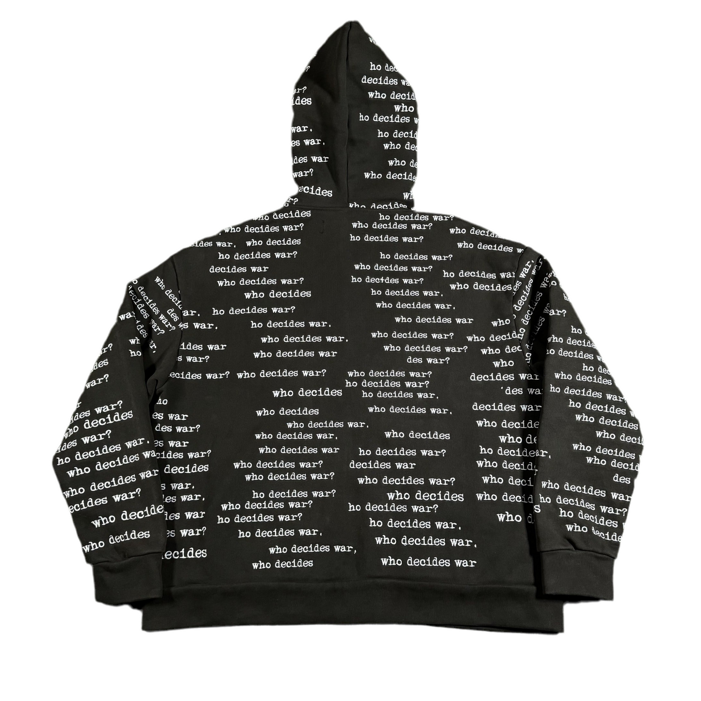 Who Decides War Black Scripture Zipper Hoodie, Back