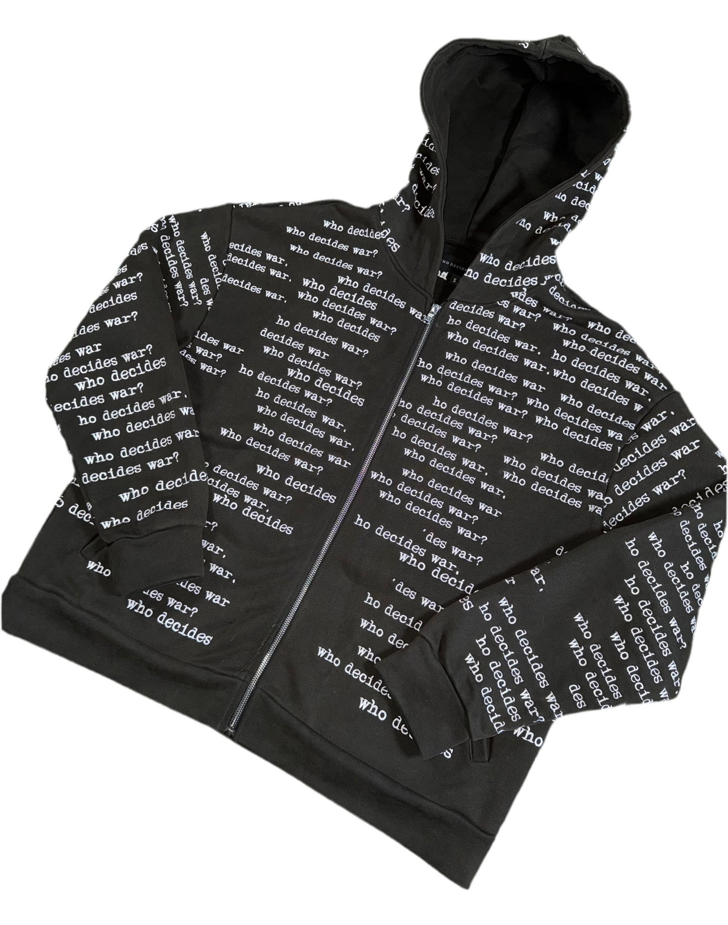 Who Decides War Black Scripture Zipper Hoodie