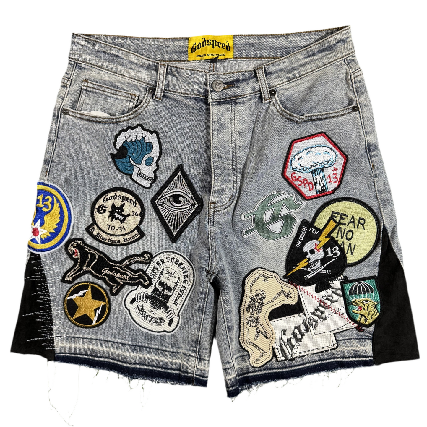 Godspeed Patchwork Denim Shorts V2 , Front