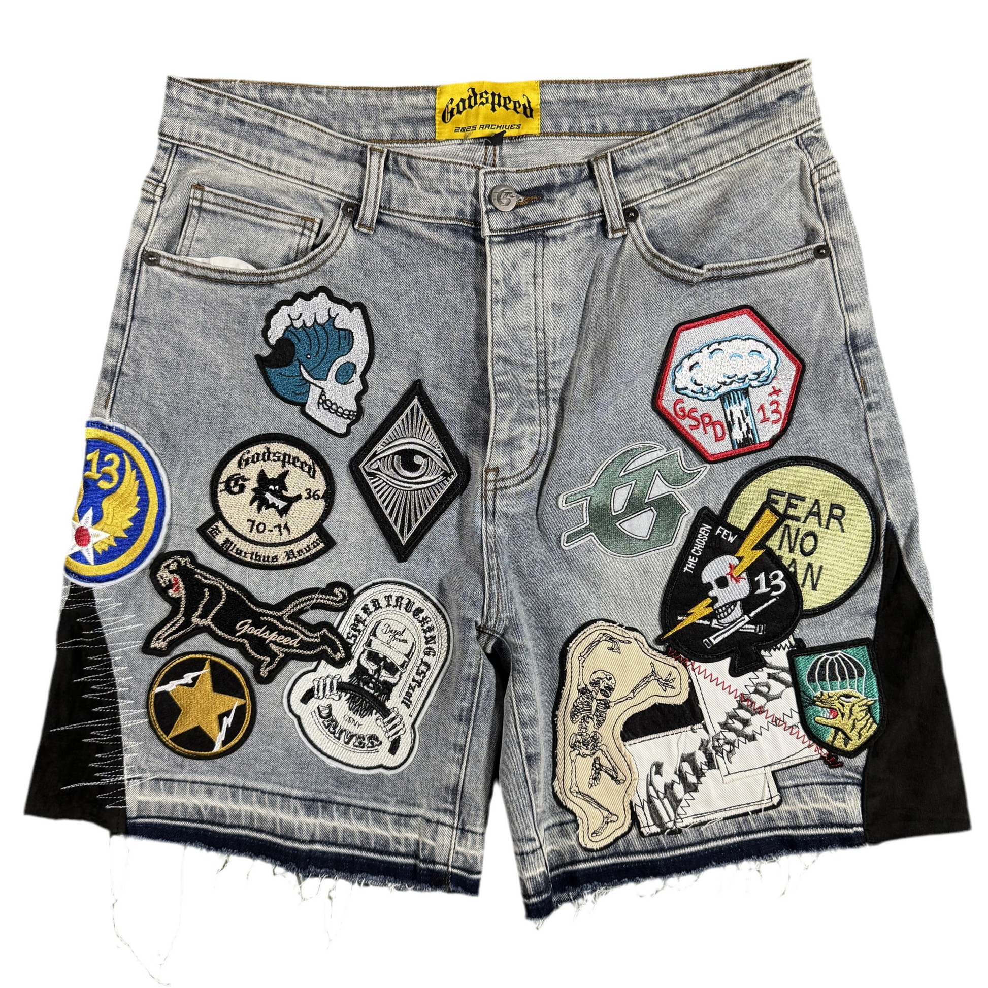 Godspeed Patchwork Denim Shorts V2 , Front