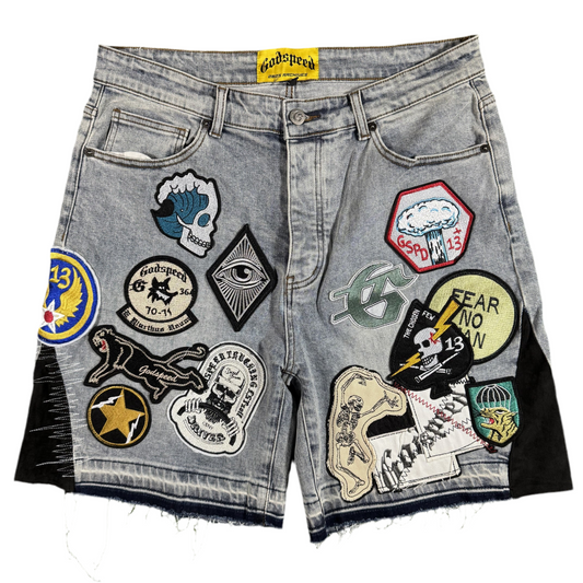 Godspeed Patchwork Denim Shorts V2 , Front