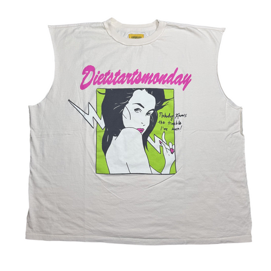 Diet Starts Monday Trouble Cut Off Cropped Tee Antique White