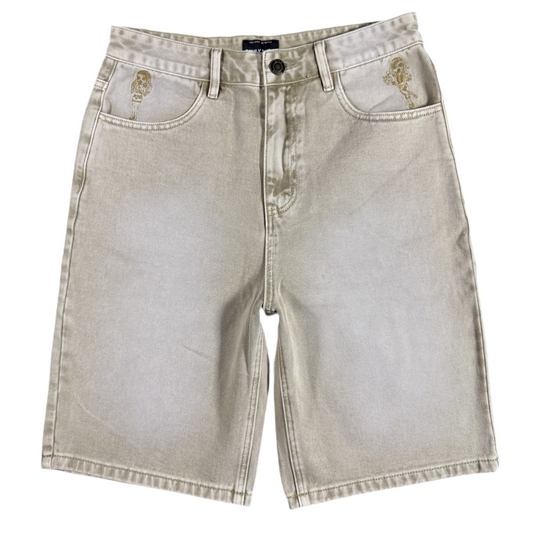 Born x Raised x Mister Cartoon Temptation Denim Shorts Khaki, Front