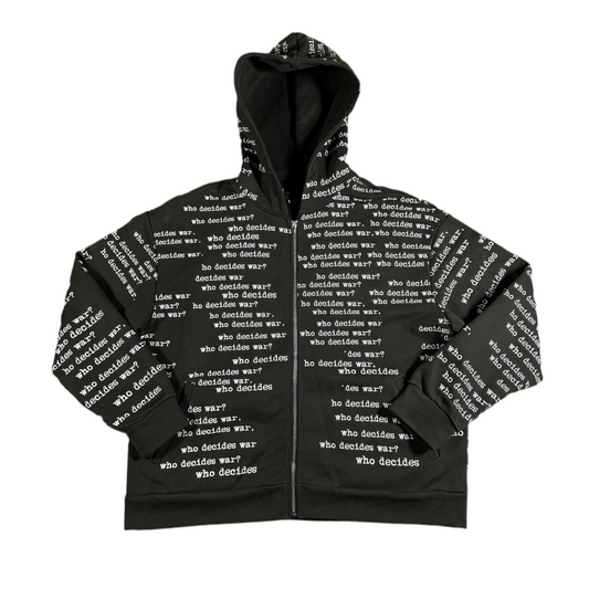 Who Decides War Black Scripture Zipper Hoodie, Front