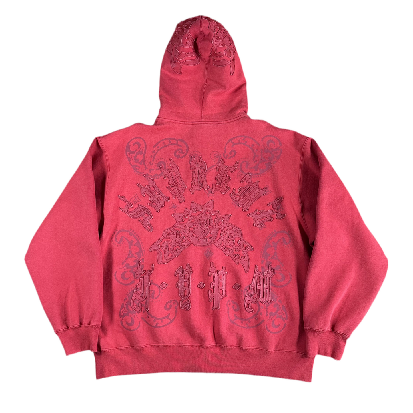 Supreme Leather Appliqué Zip Up Hooded Sweatshirt