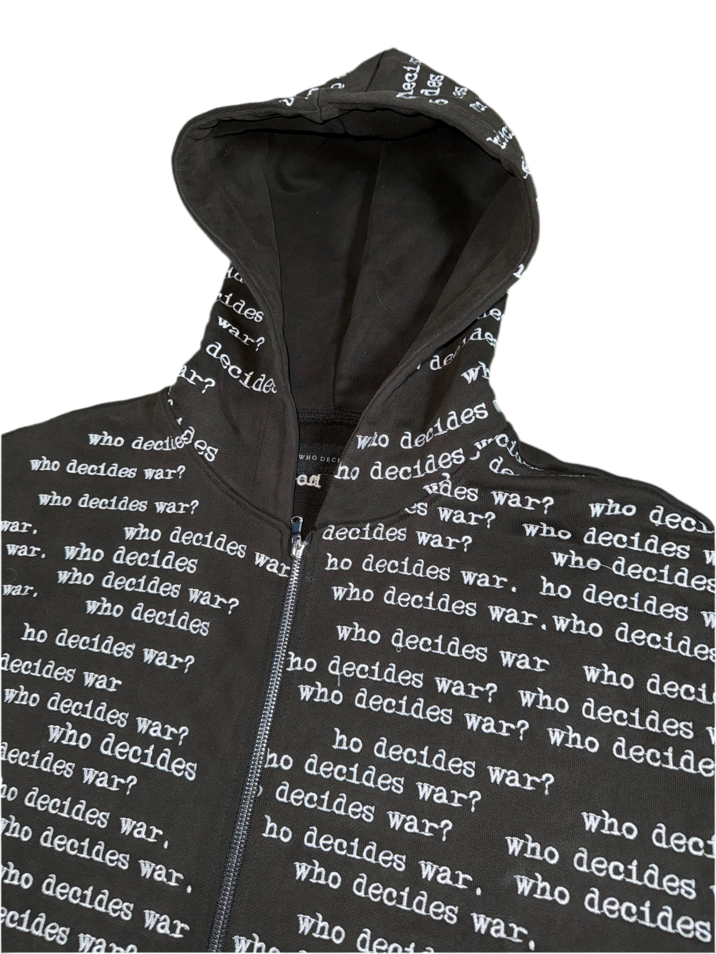 Who Decides War Black Scripture Zipper Hoodie