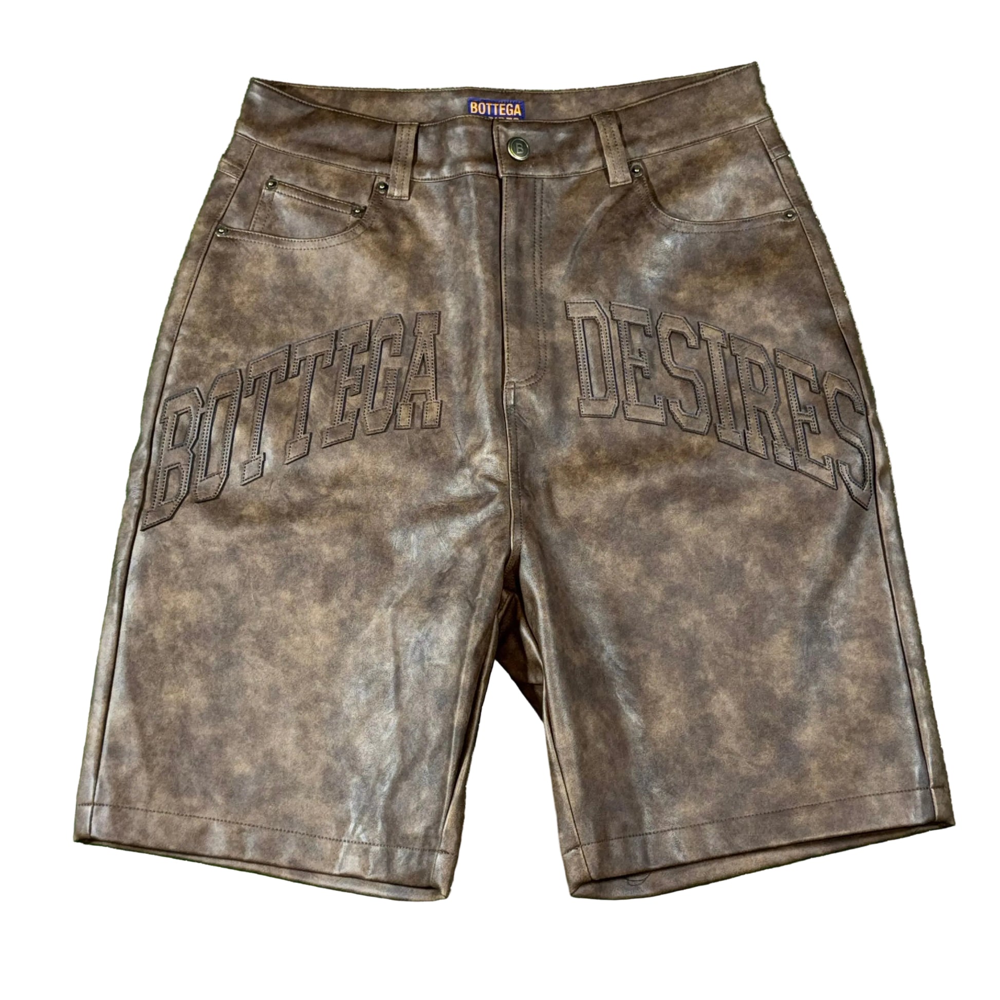 Bottega Desires Leather Shorts, Front