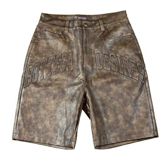 Bottega Desires Leather Shorts, Front