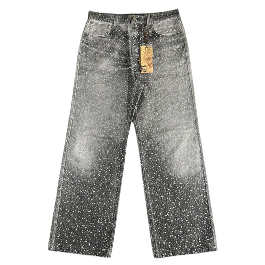 Birth Of Royal Child 3D Printing Washed 20k Swarovski Diamond Boro Denim Black