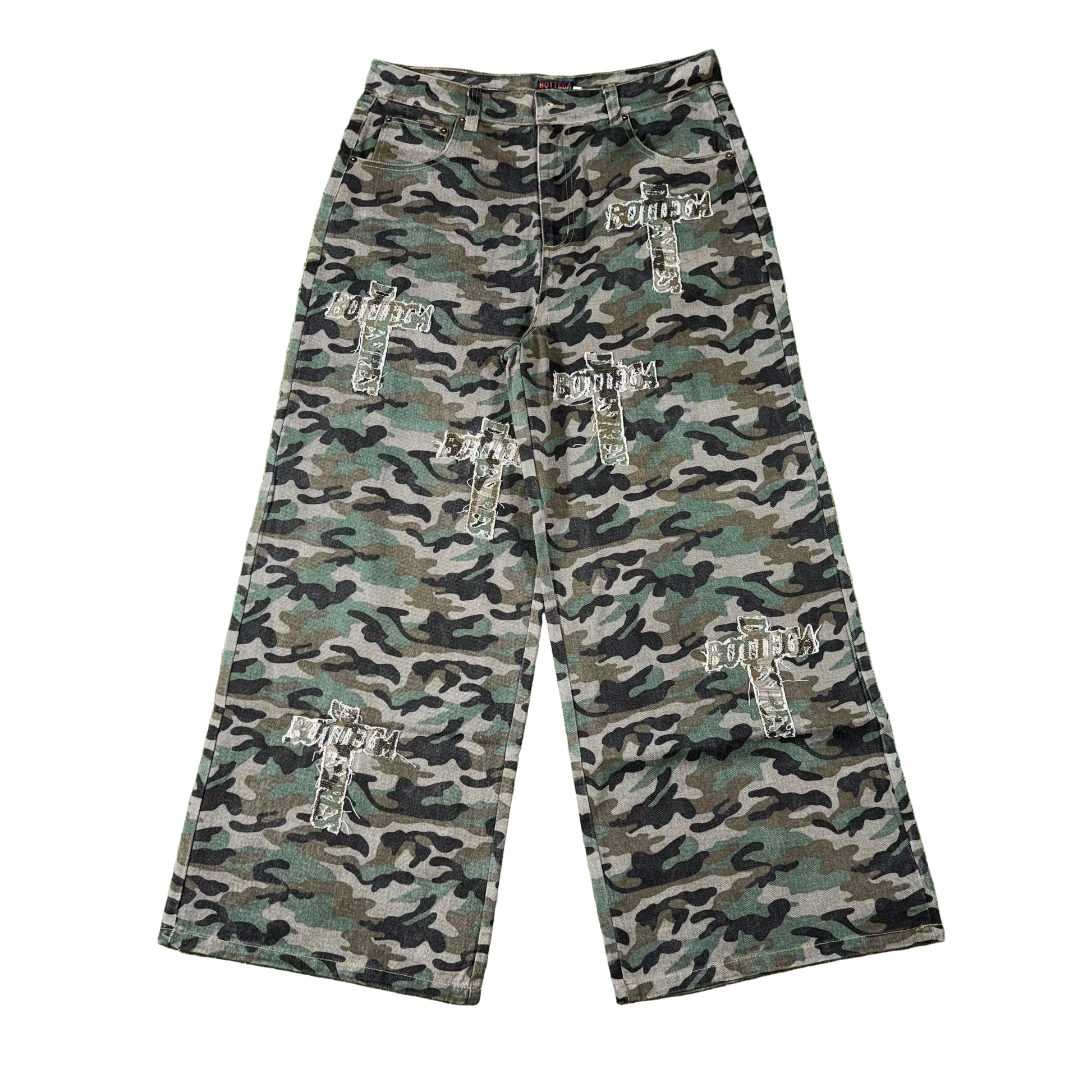 Bottega Desires Holy Grail Denim Pants Camo, Front