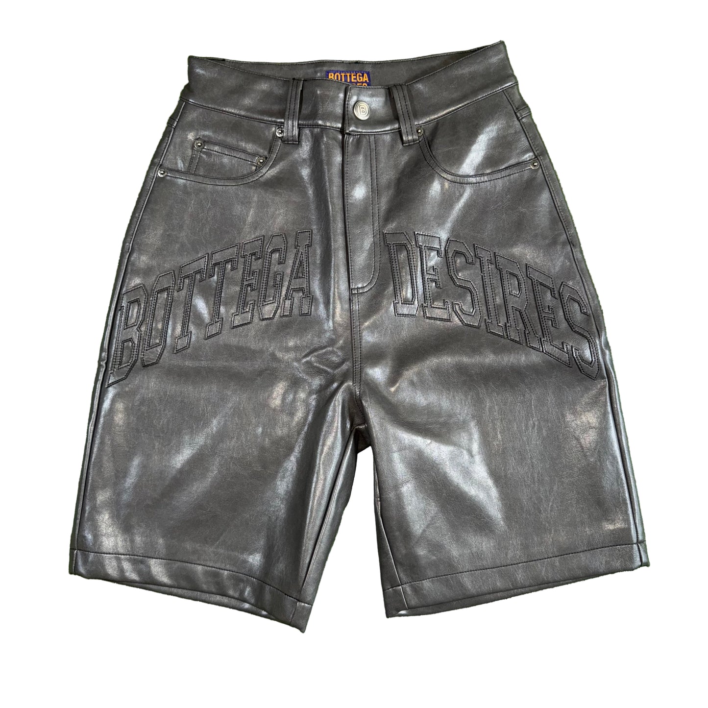 Bottega Desires Leather Shorts, Front