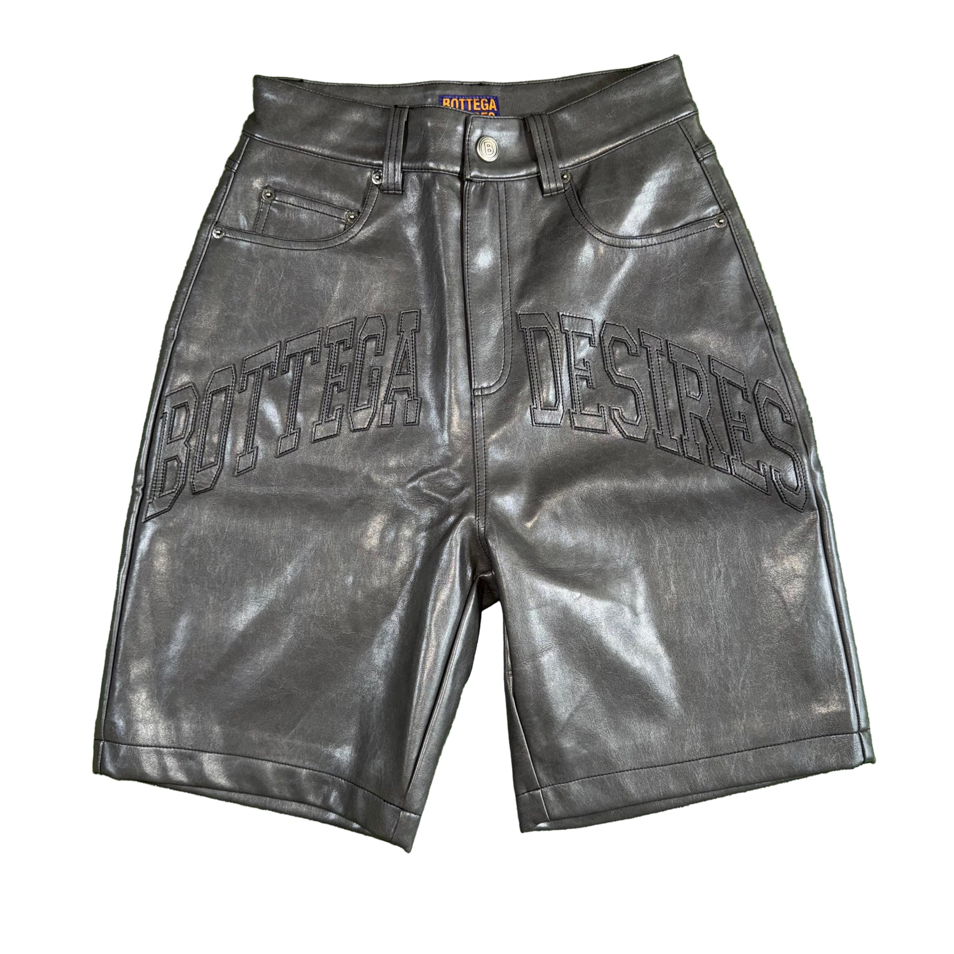 Bottega Desires Leather Shorts, Front