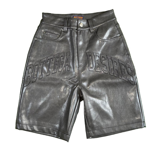 Bottega Desires Leather Shorts, Front