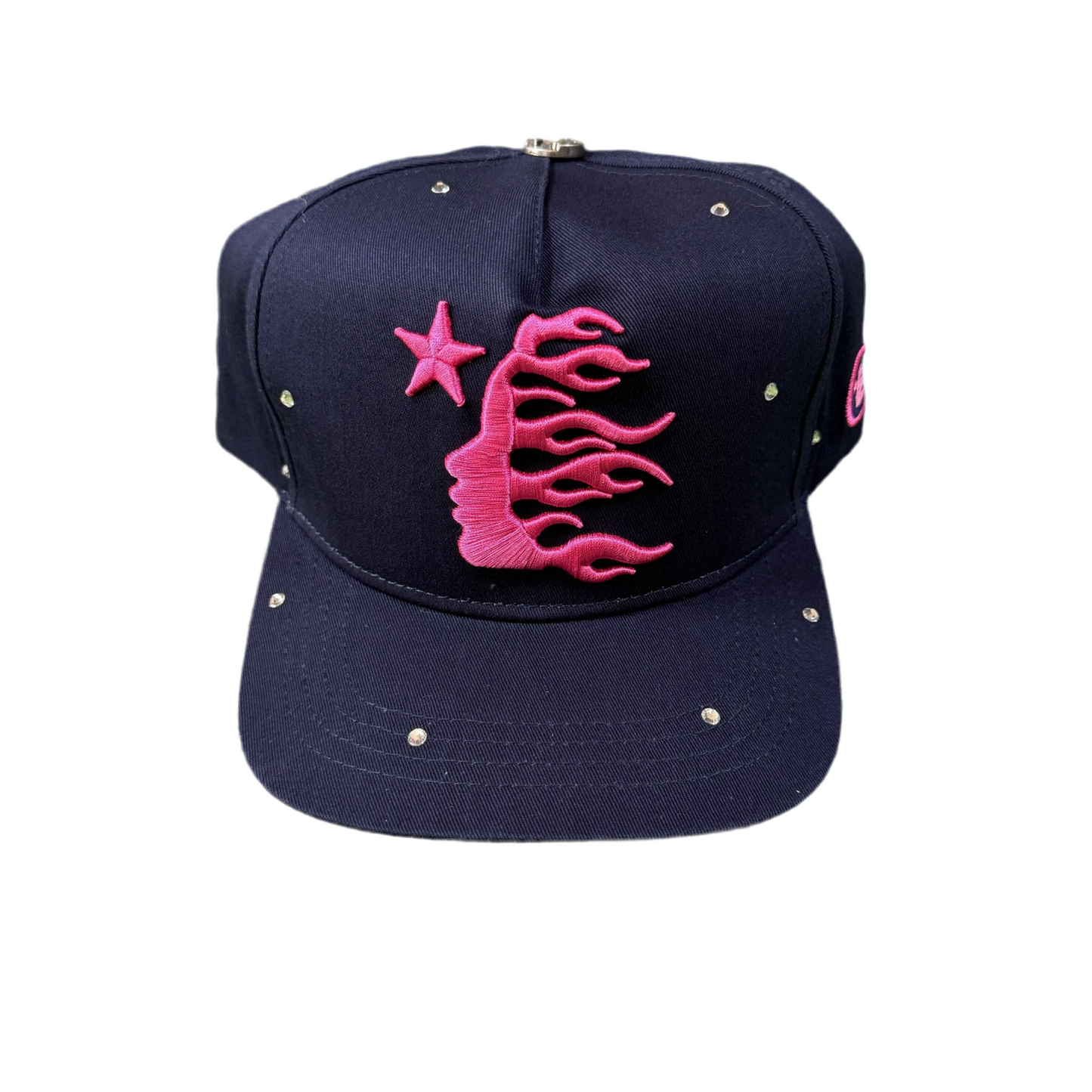 Hellstar OG Logo Rhinestones Snapback ‘Navy/Pink’