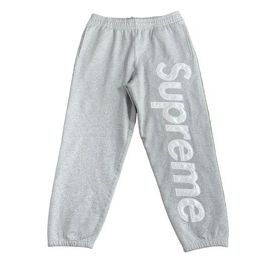 Supreme Satin Appliqué Grey Sweatpants, Front