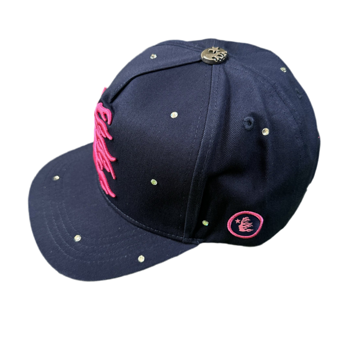 Hellstar OG Logo Rhinestones Snapback ‘Navy/Pink’