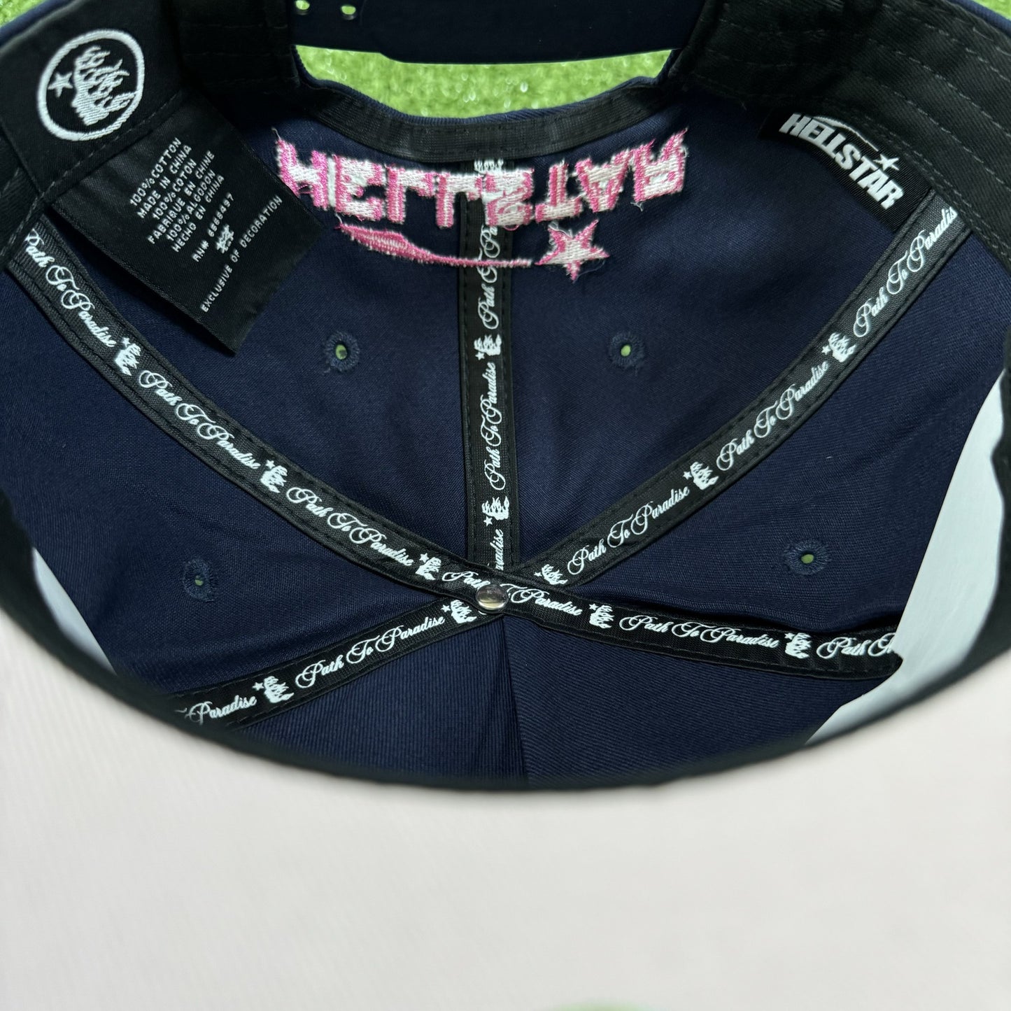 Hellstar OG Logo Rhinestones Snapback ‘Navy/Pink’